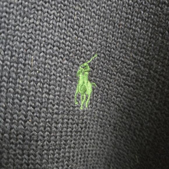 Polo Ralph Lauren Mens Vtg 90s Y2K Preppy Quarter Zip Heavy Knit Sweater XL Navy - Picture 5 of 10